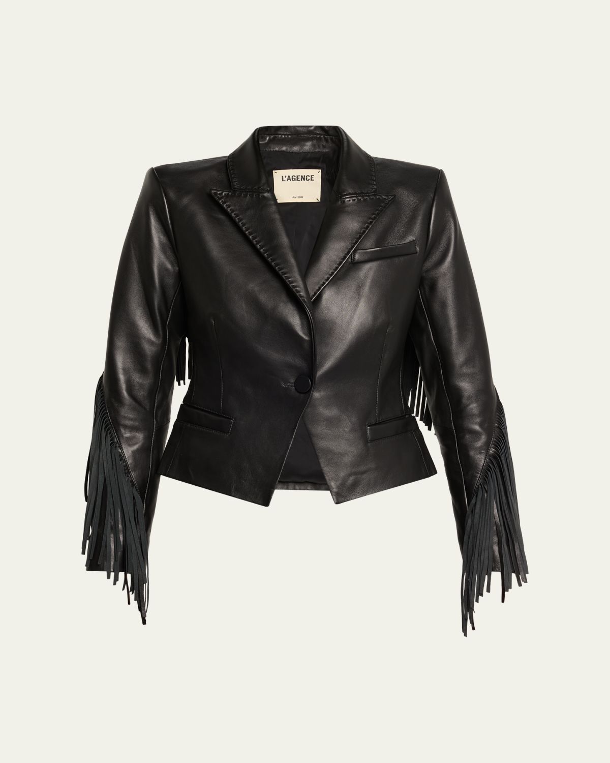 L 'Agence Vashti Fringed Lambskin Leather Blazer