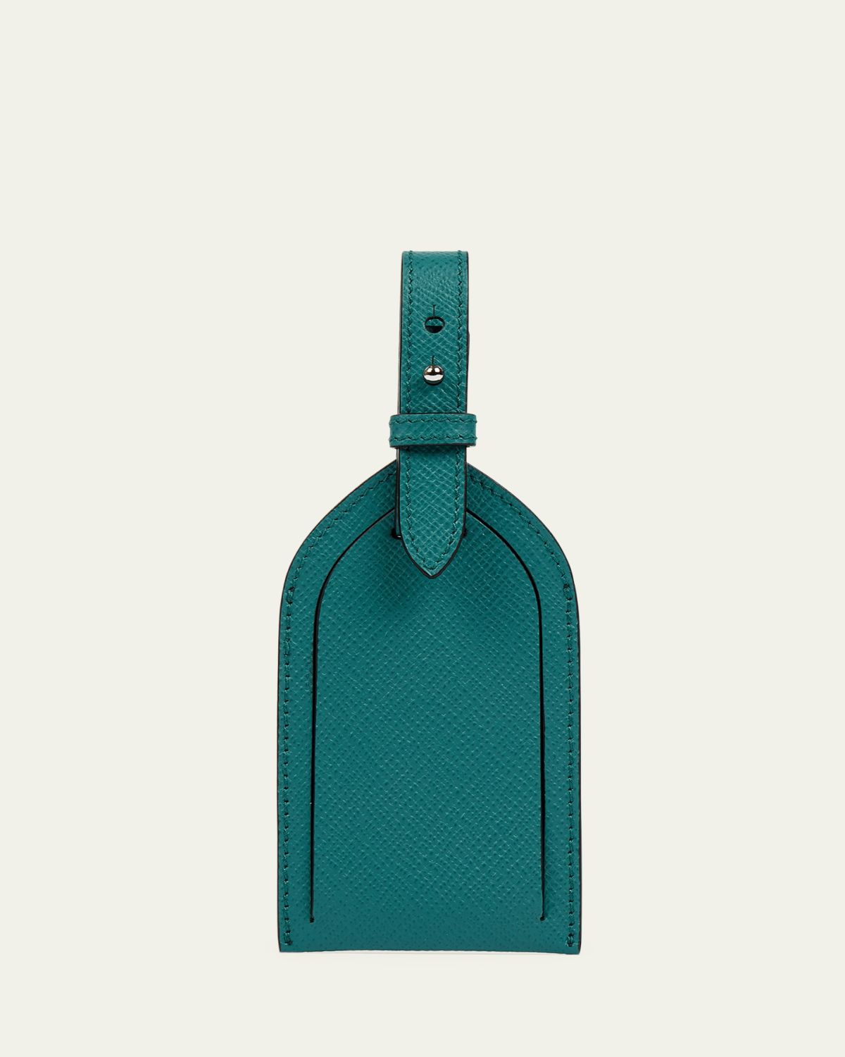 Smythson Panama Leather Luggage Tag, Petrol