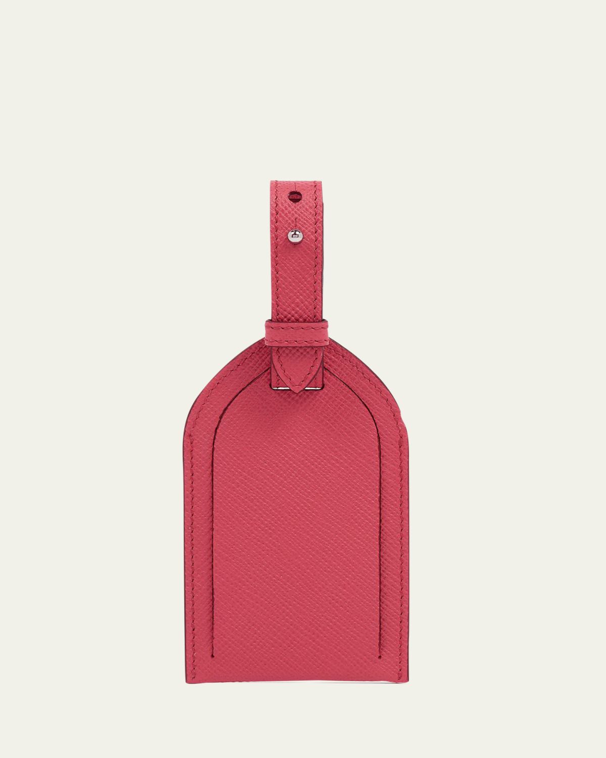 Smythson Raspberry Leather Luggage Tag