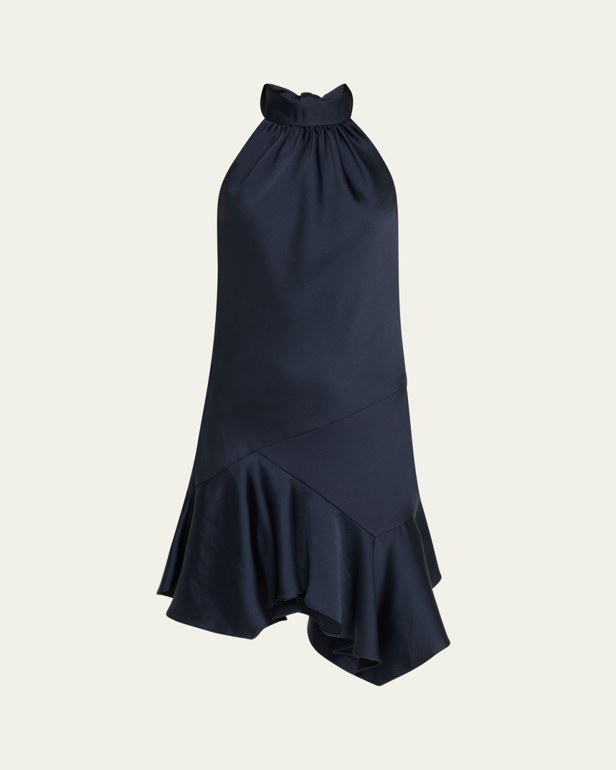 Ramy Brook Nari Asymmetric Flounce Halter Mini Dress