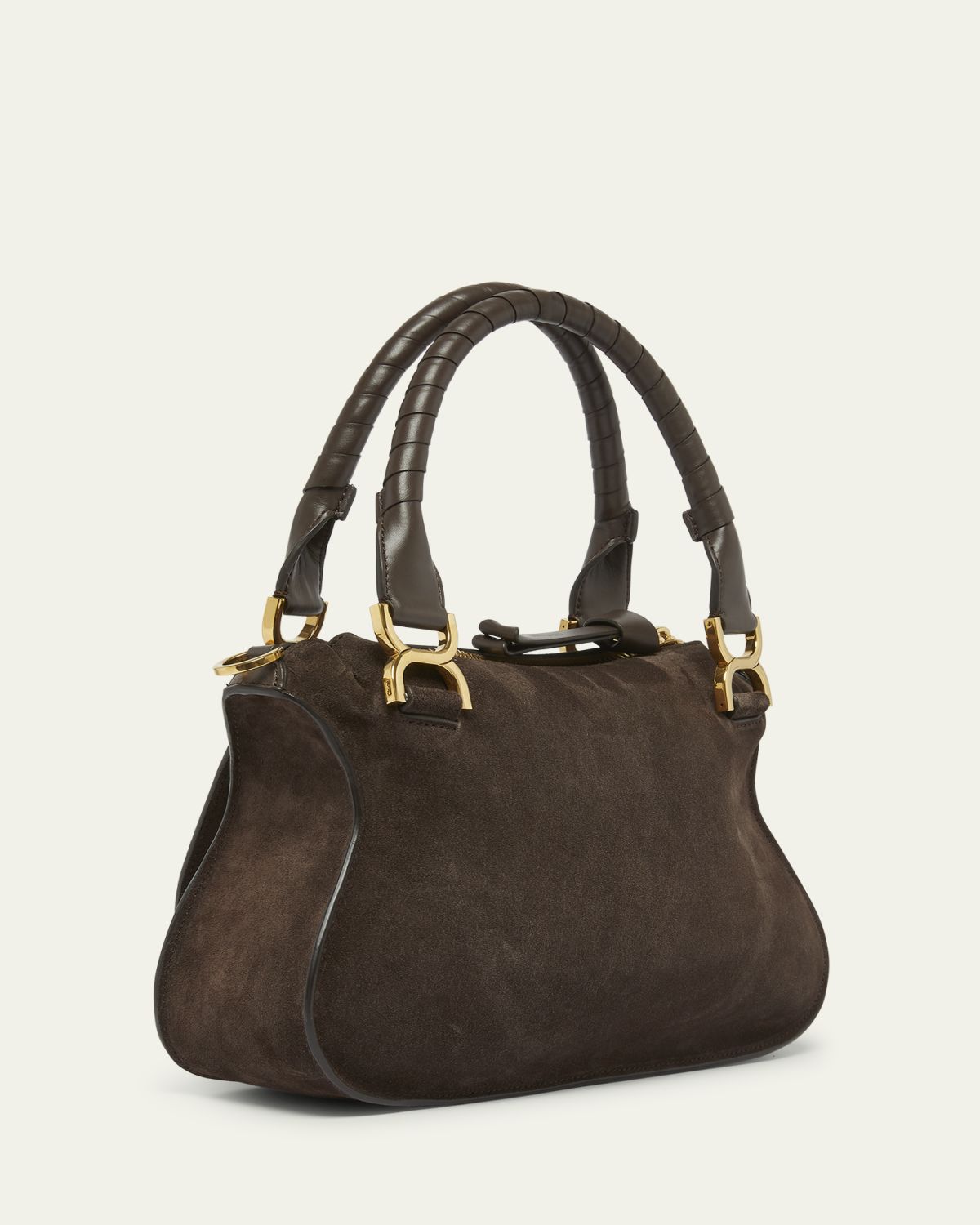 Chloe Marcie Double Carry Satchel in Calfskin Suede | Thumbnail 3
