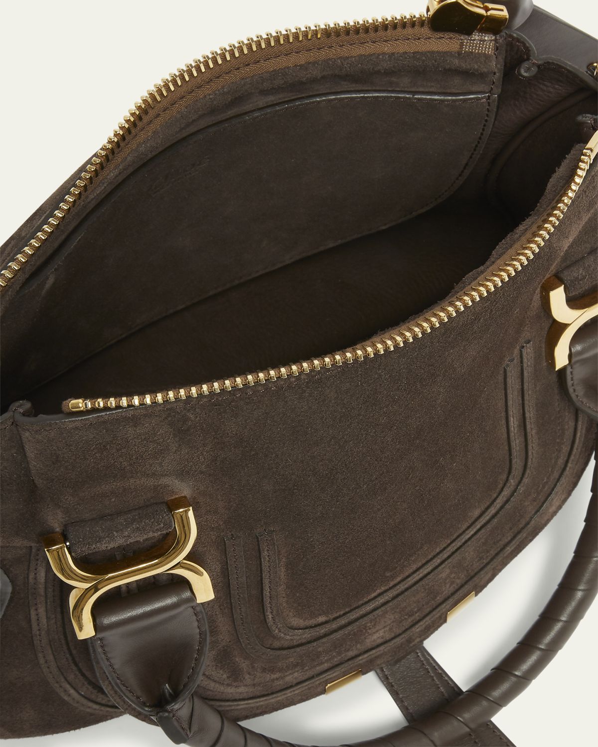Chloe Marcie Double Carry Satchel in Calfskin Suede | Thumbnail 4