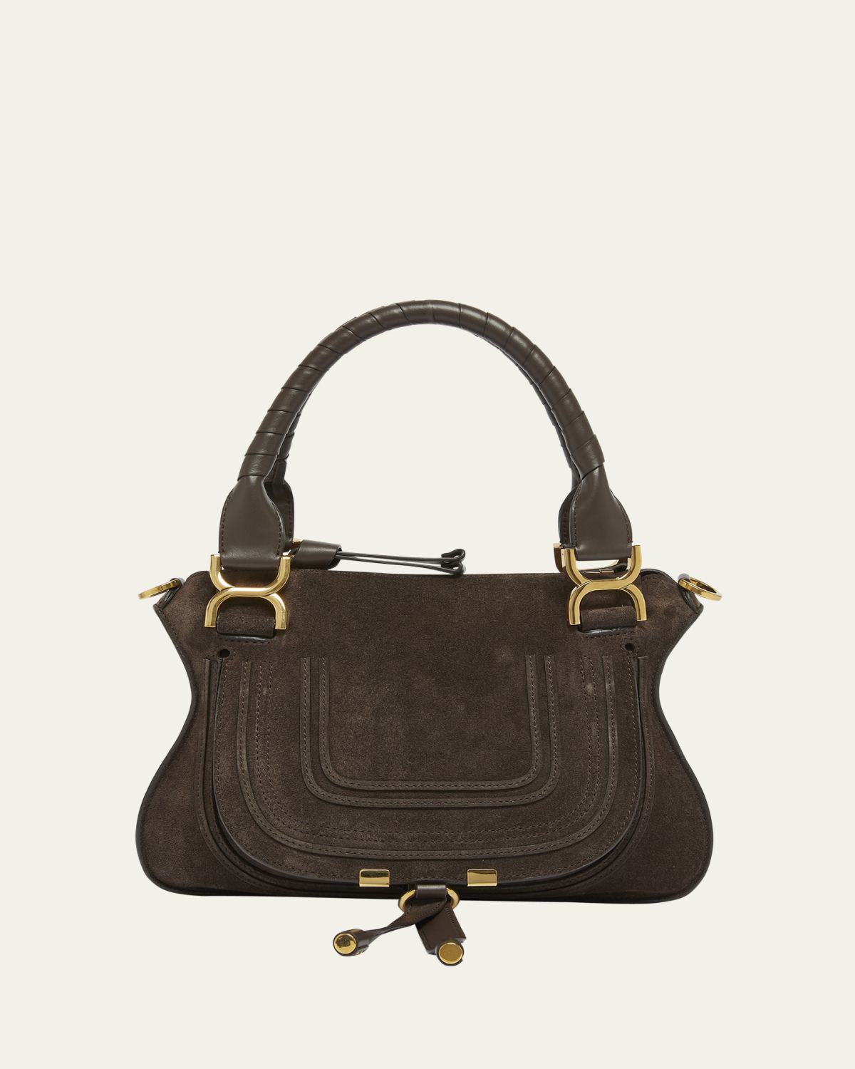 Chloe Marcie Double Carry Satchel in Calfskin Suede