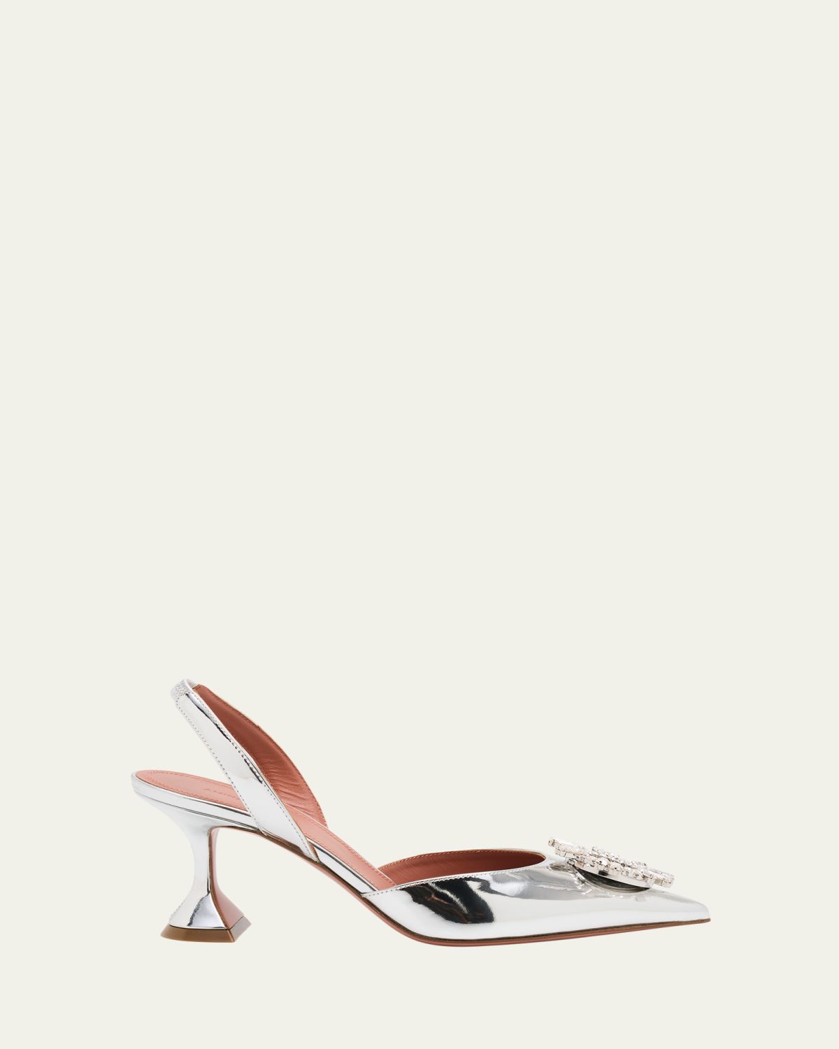 Amina Muaddi Begum Mirror Leather Ornament Slingback Pumps