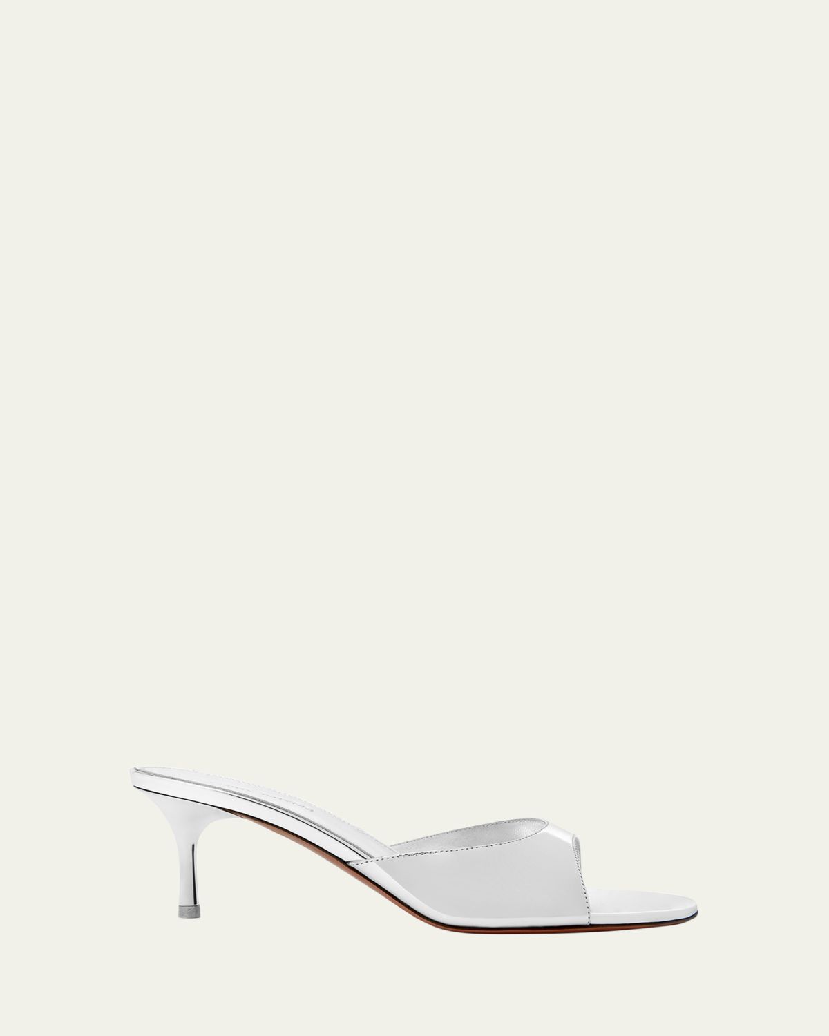 Amina Muaddi Jeannie Metallic Stiletto Slide Sandals