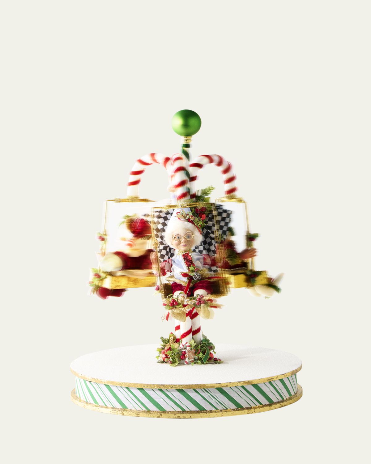 Mark Roberts Candycane Carousel with Elf Christmas Decoration