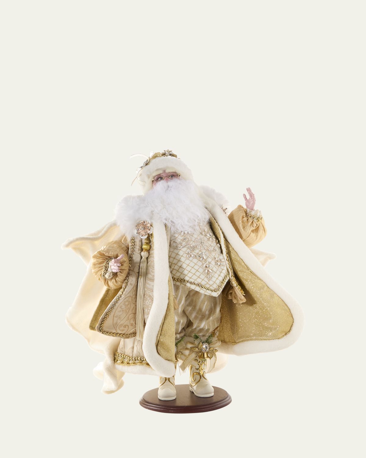 Mark Roberts Snow and Pearls Santa with Stand