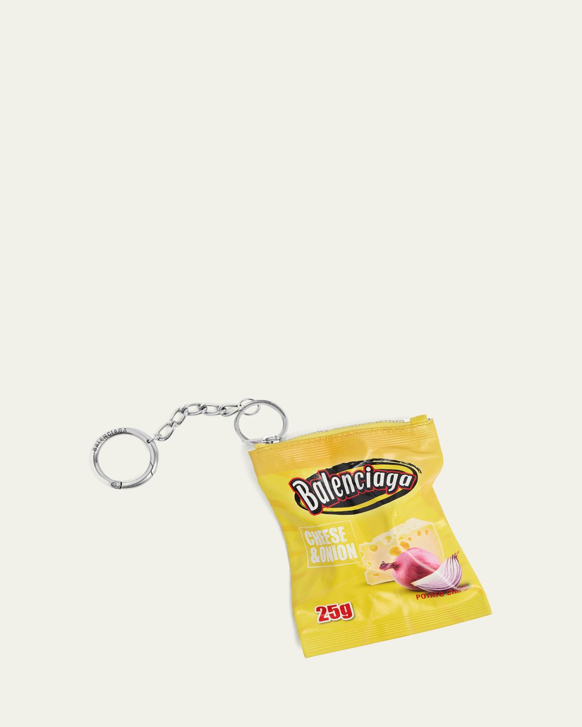 Balenciaga Men's Leather Keyring Chips Charm