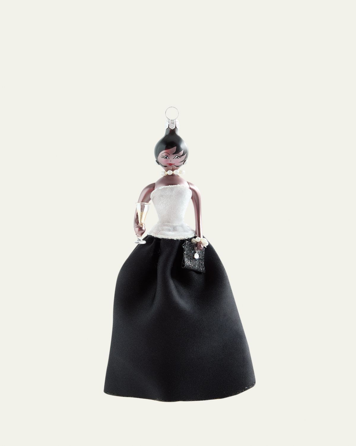 De Carlini Fashionista in Black & White Gown Christmas Ornament