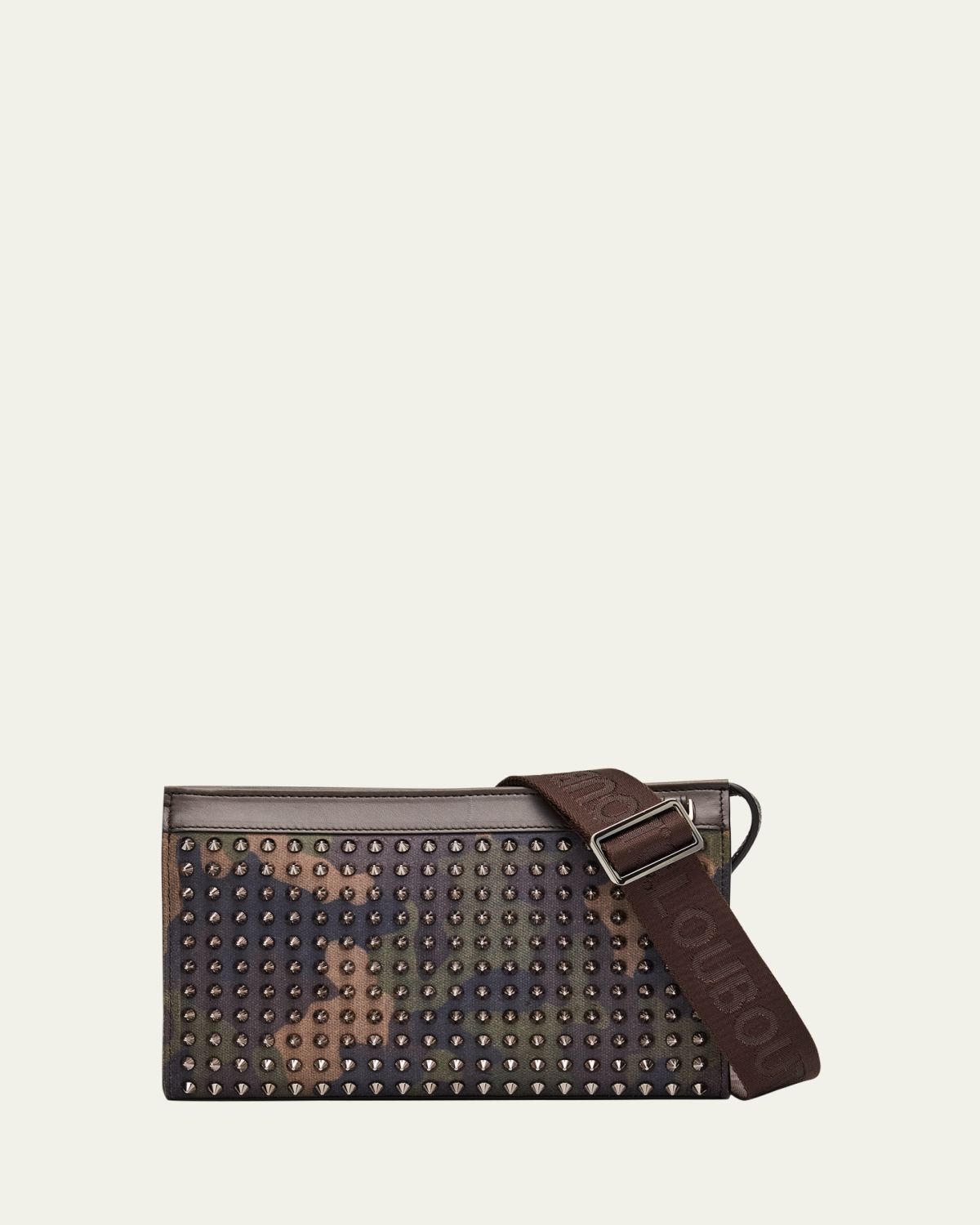 Christian Louboutin Men's Funky Camouflage Reverse Leather and Spike Crossbody Bag