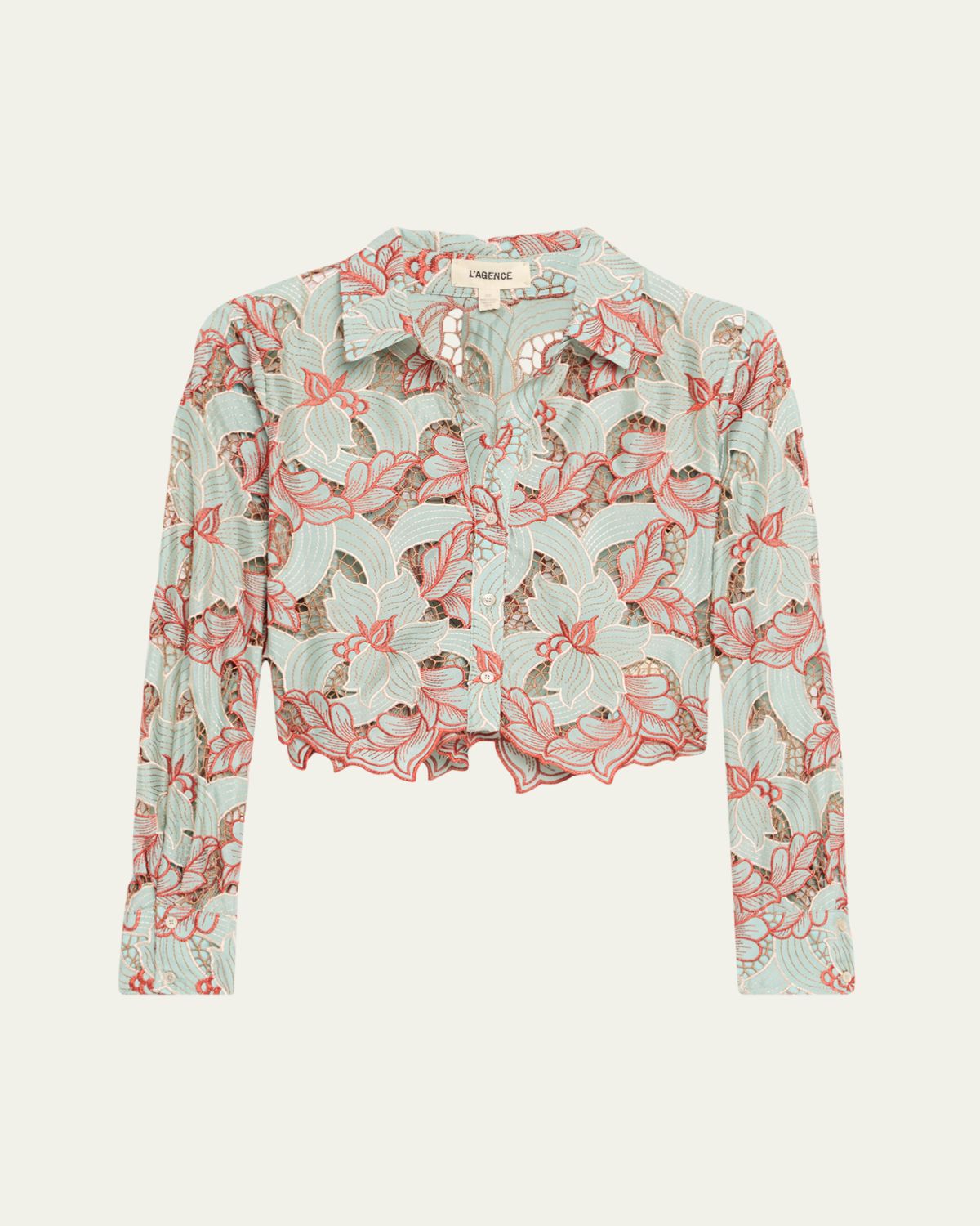 L 'Agence Akemi Cropped Button-Front Shirt
