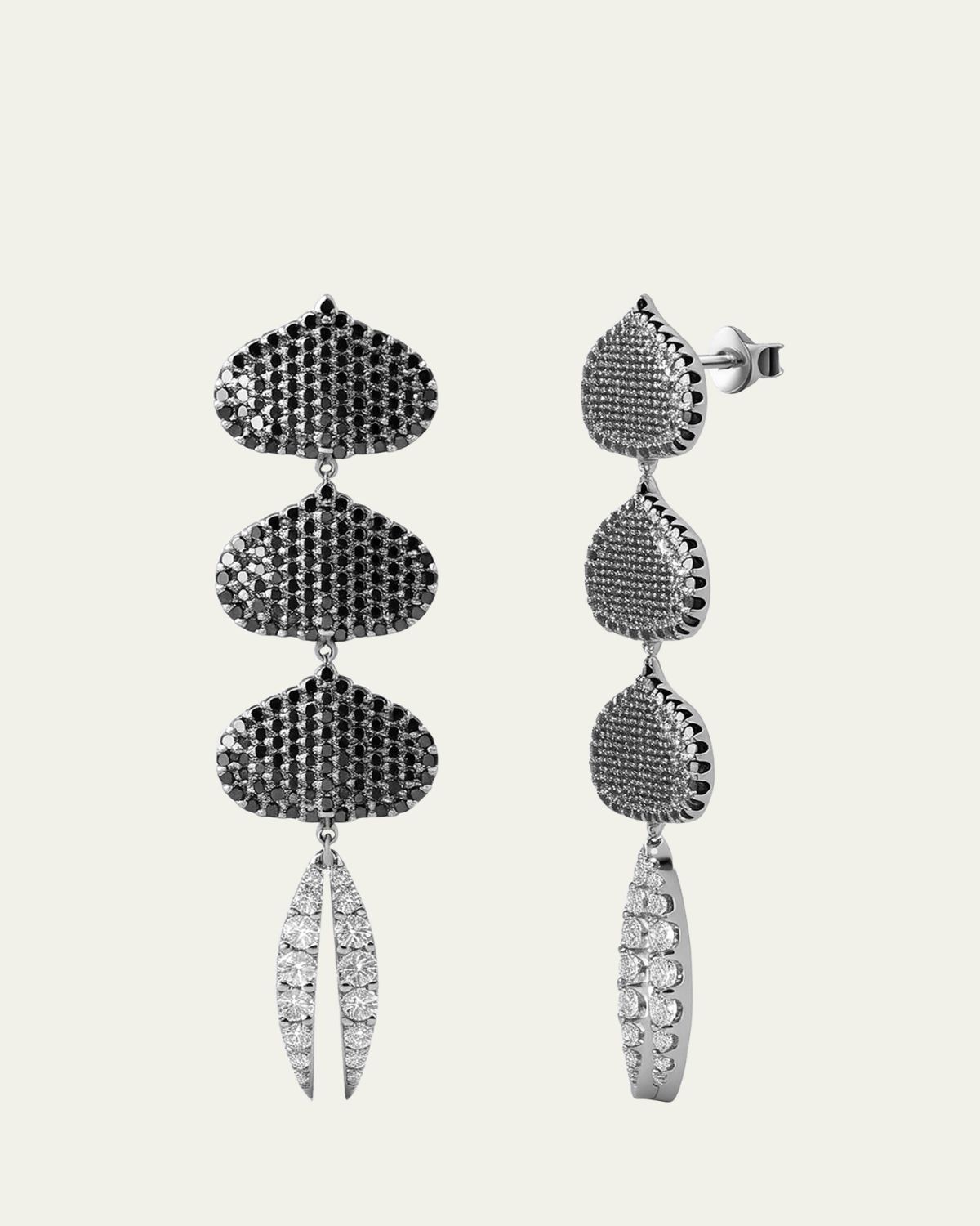 KAMAL Triple Eye Adore Lotus Black and White Diamond Earrings | Thumbnail 3 KAMAL Triple Eye Adore Lotus Black and White Diamond Earrings | Thumbnail 3