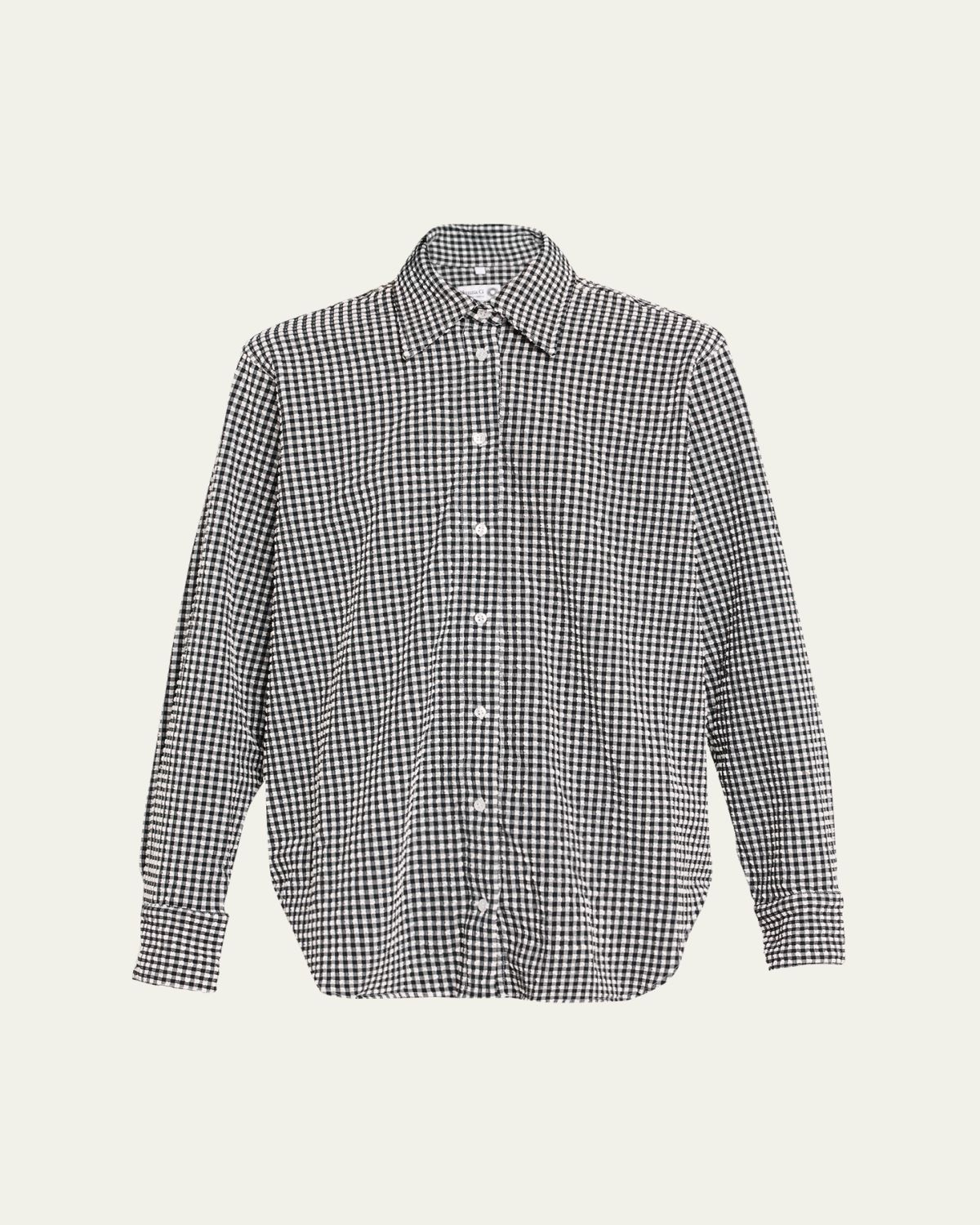 Hunza G Gingham Seersucker Button-Front Shirt