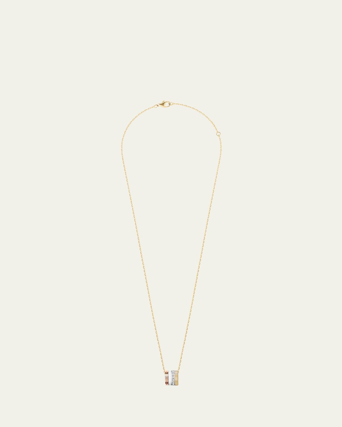Boucheron Quatre White Edition 18K Tricolor Gold Pendant Necklace with White Ceramic and Diamonds