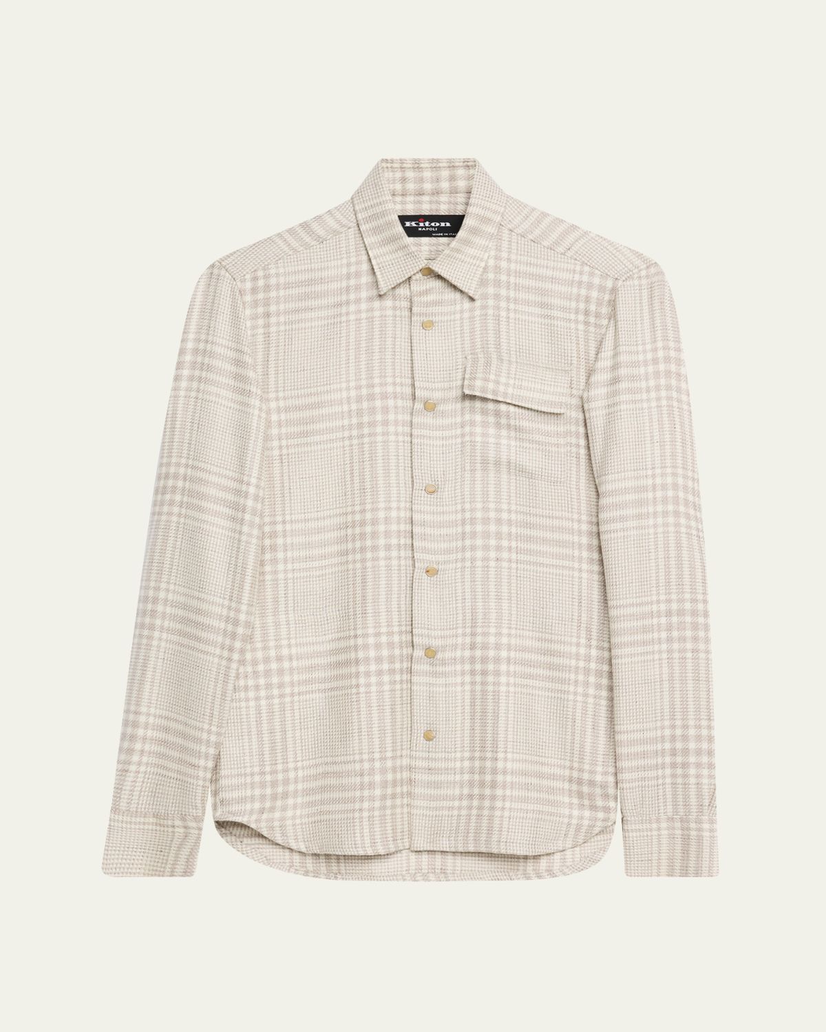 Kiton Men's Baba Tonal Plaid Side-Pocket Overshirt