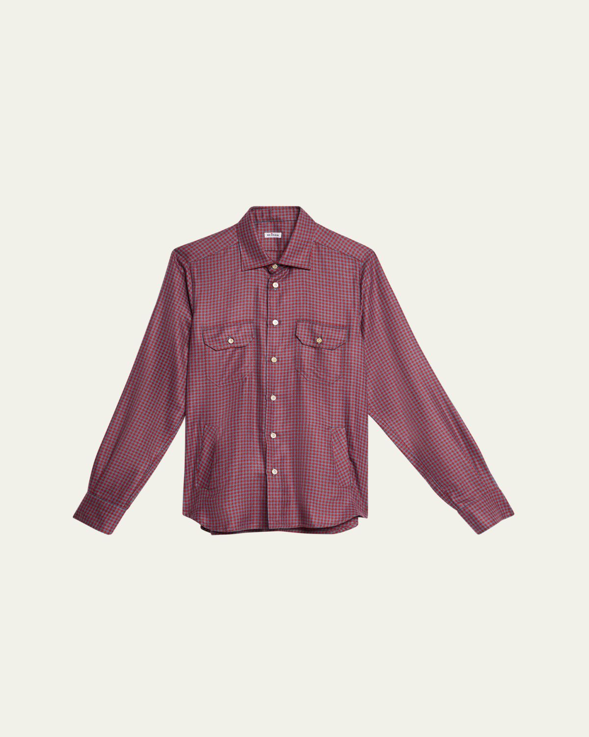 Kiton Men's Cashmere and Silk Small Check Overshirt