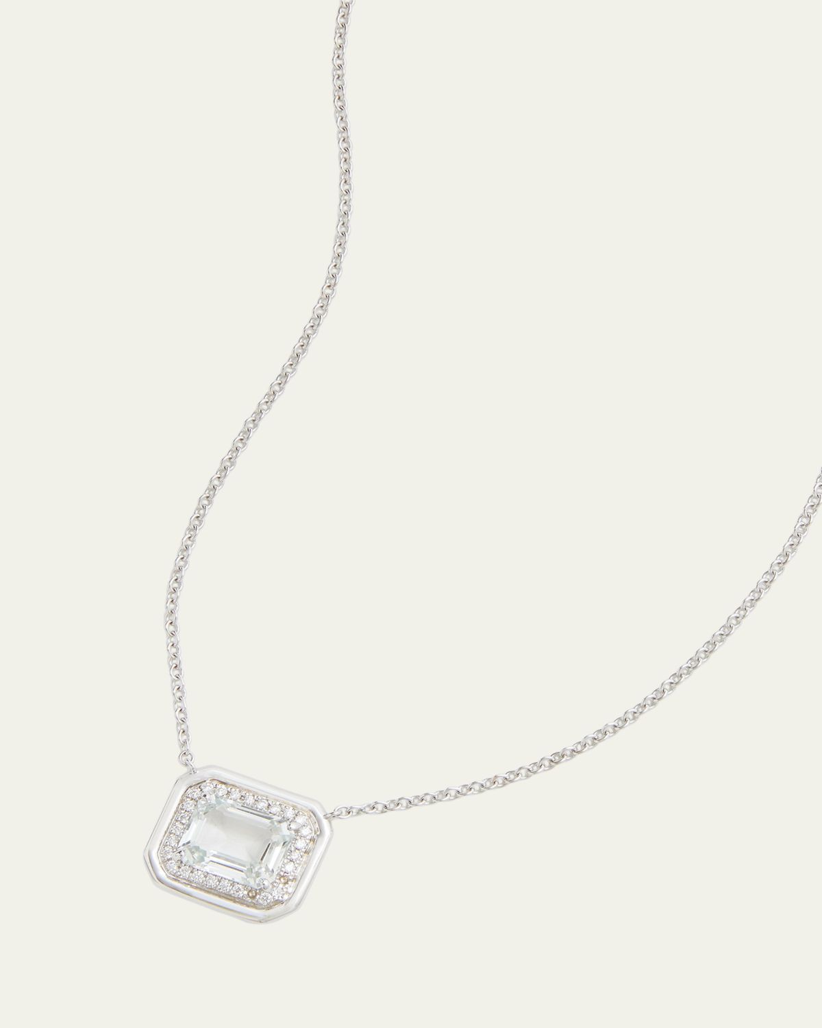Jamie Wolf 18K White Gold Pendant Necklace with Emerald Cut White Topaz and Diamonds