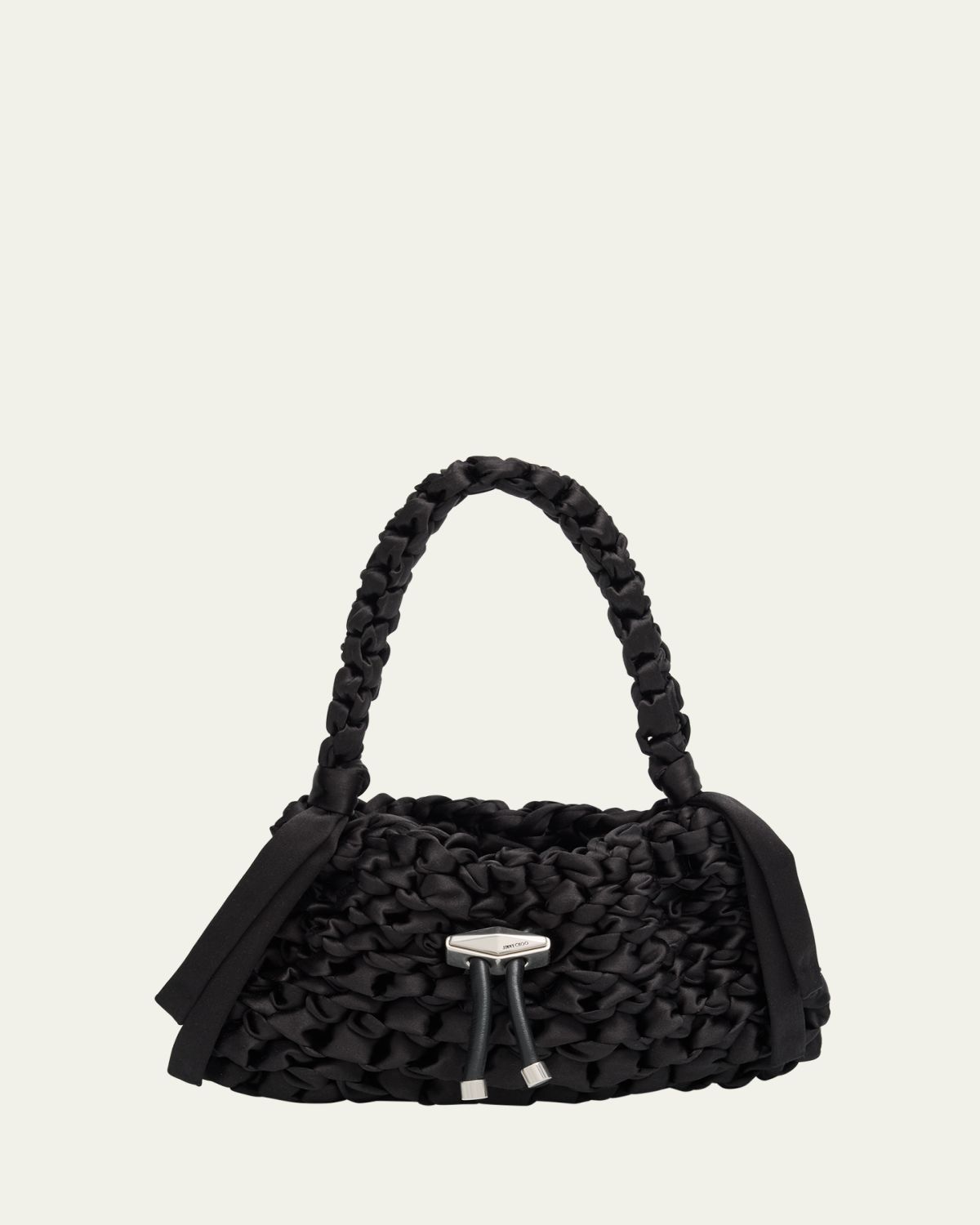 Jimmy Choo Cinch Small Woven Satin Top-Handle Bag