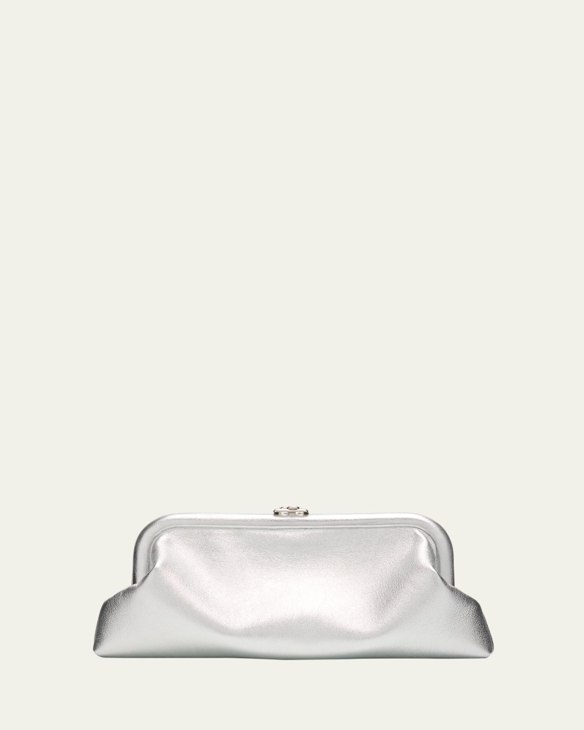 Jimmy Choo Skylar Frame Metallic Leather Clutch Bag