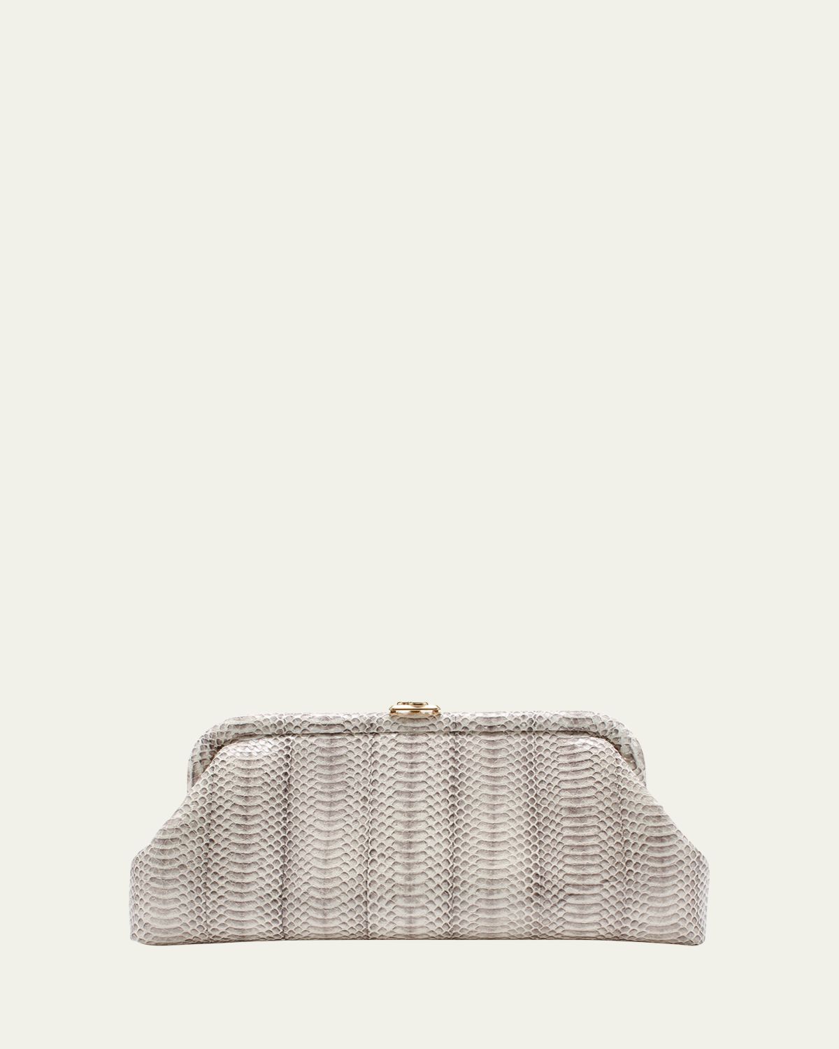 Jimmy Choo Skylar Snake-Print Leather Clutch Bag with JC Clasp
