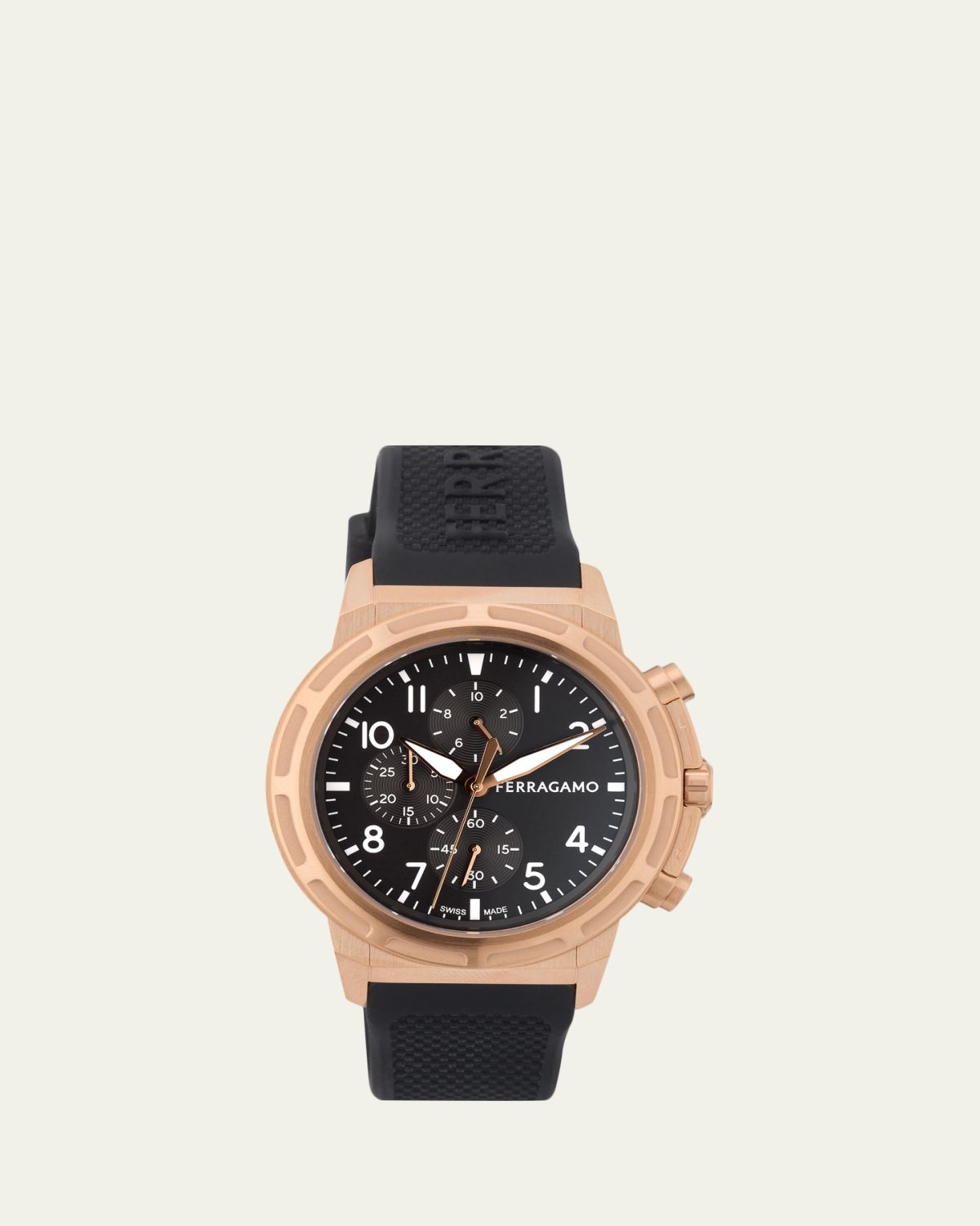 Ferragamo Sport Chrono 44mm IP Rose Gold Silicone Watch | Thumbnail 5 Ferragamo Sport Chrono 44mm IP Rose Gold Silicone Watch | Thumbnail 5