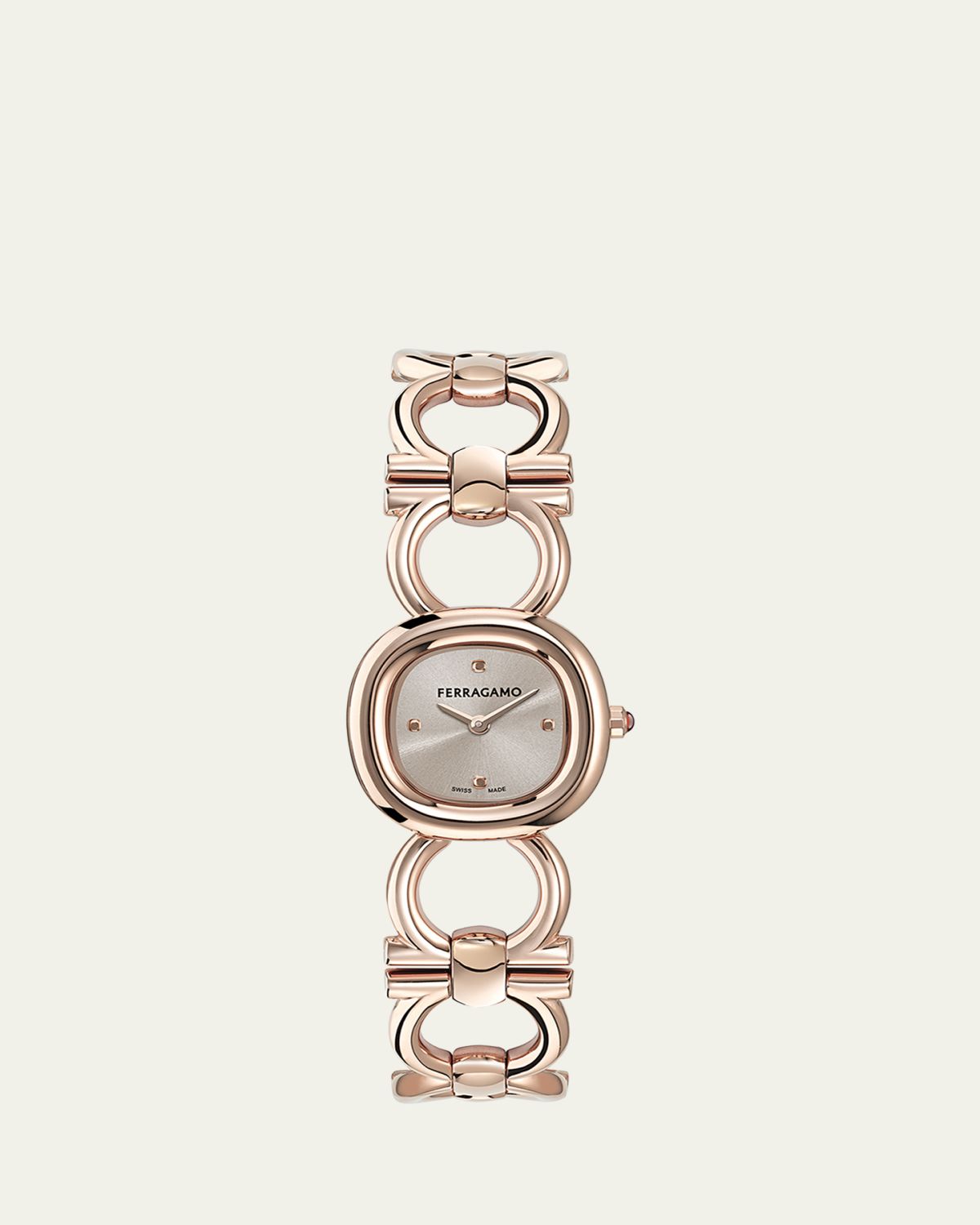 Ferragamo Double Gancini 25MM IP Rose Gold Bracelet Watch