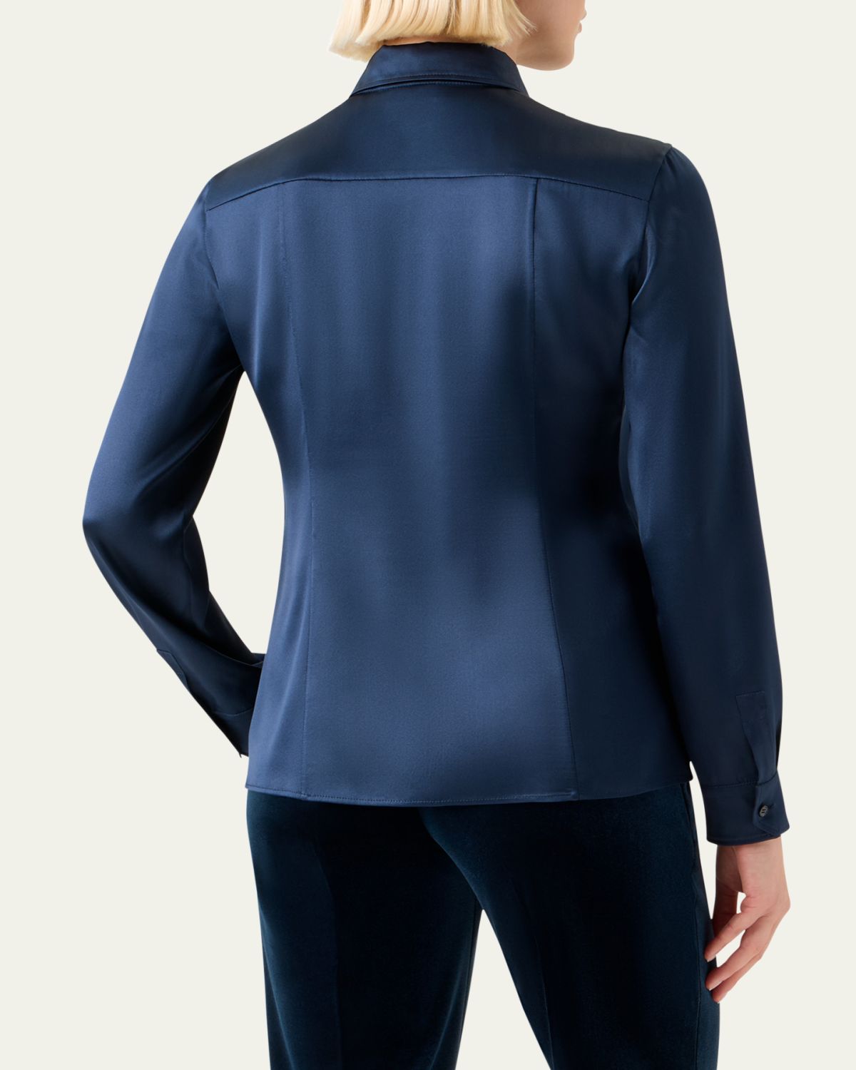 Akris Stretch Silk Satin Button-Down Blouse | Thumbnail 3