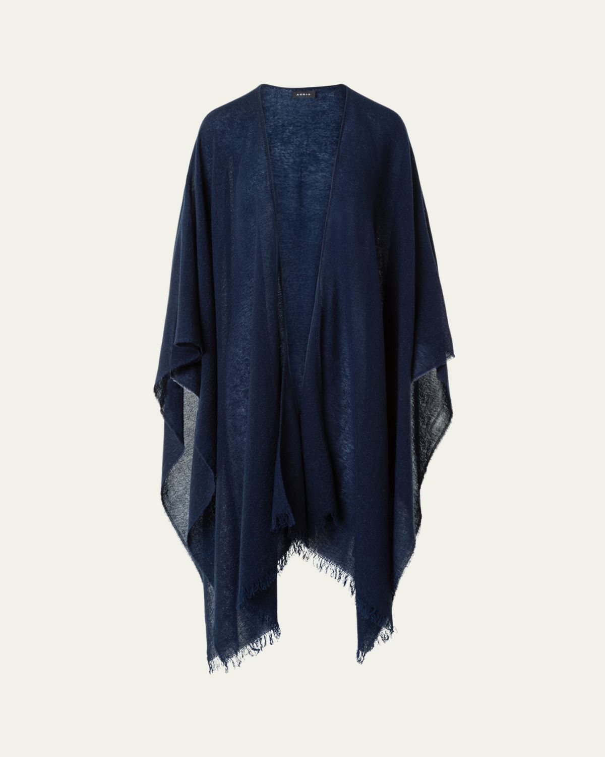 Akris Metallic Wool-Cashmere Fringed Cape Scarf