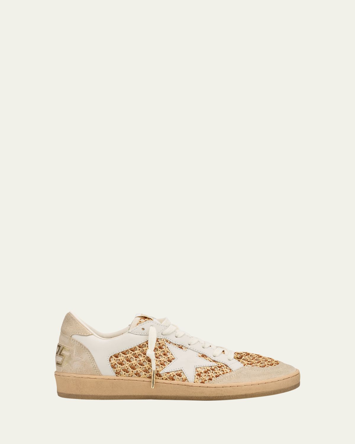 Golden Goose Ball Star Raffia Net Leather Low-Top Sneakers | Thumbnail 6 Golden Goose Ball Star Raffia Net Leather Low-Top Sneakers | Thumbnail 6