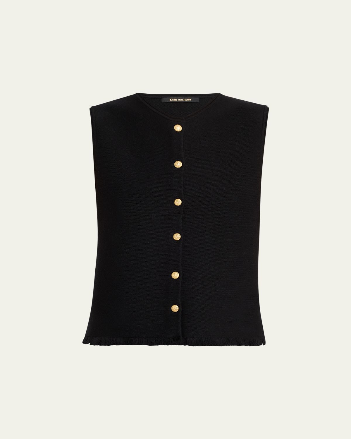 Kobi Halperin Tobias Sleeveless Fringed Button-Down Sweater