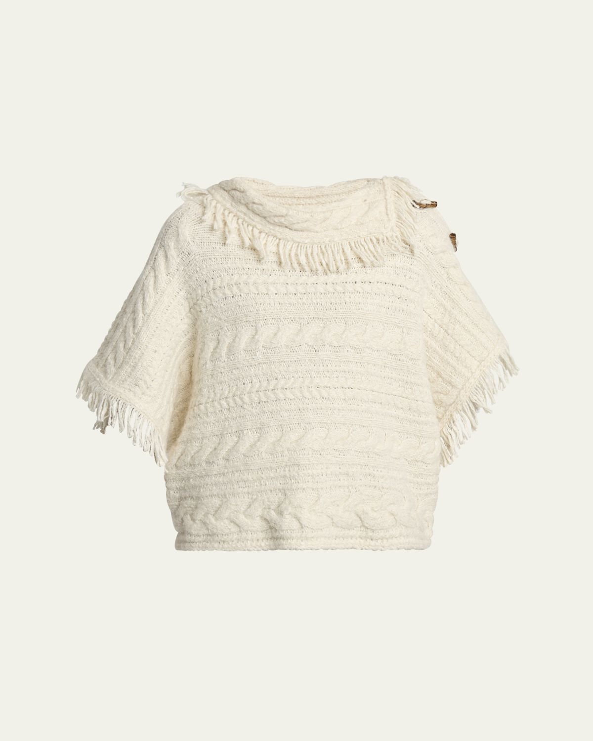 Etoile Isabel Marant Blanche Fringe Cable-Knit Sweater