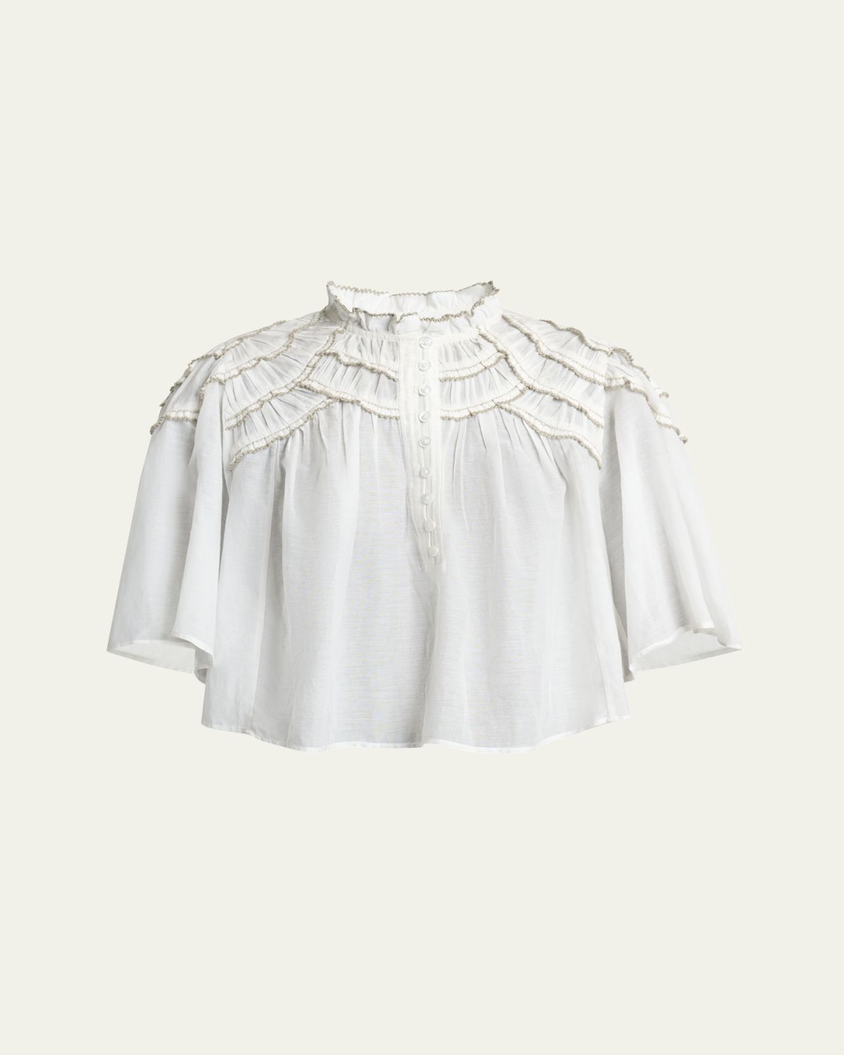 Etoile Isabel Marant Carmen Ruffled Short-Sleeve Blouse