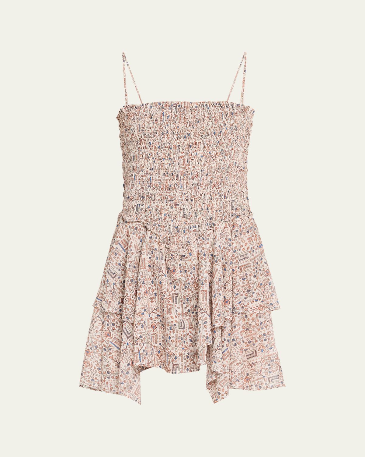 Etoile Isabel Marant Anka Smocked Printed Cotton Voile Dress
