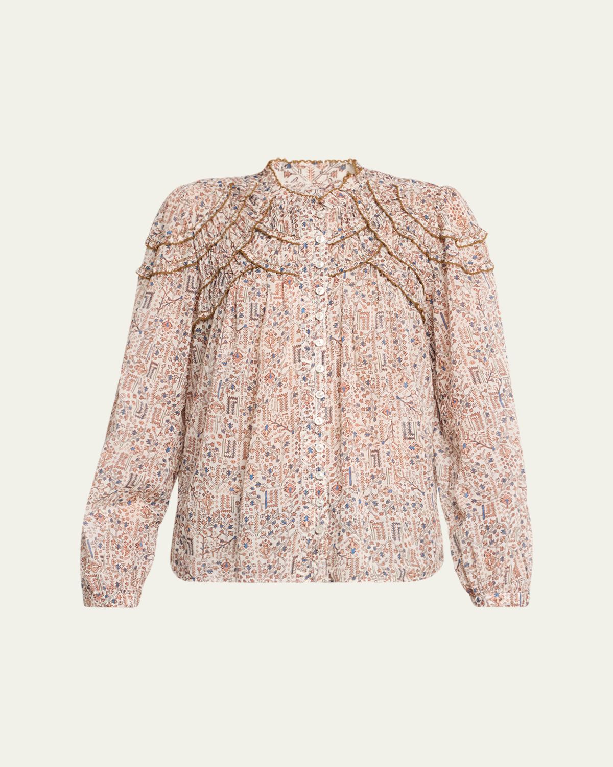 Etoile Isabel Marant Christa Printed Ruffle Blouse