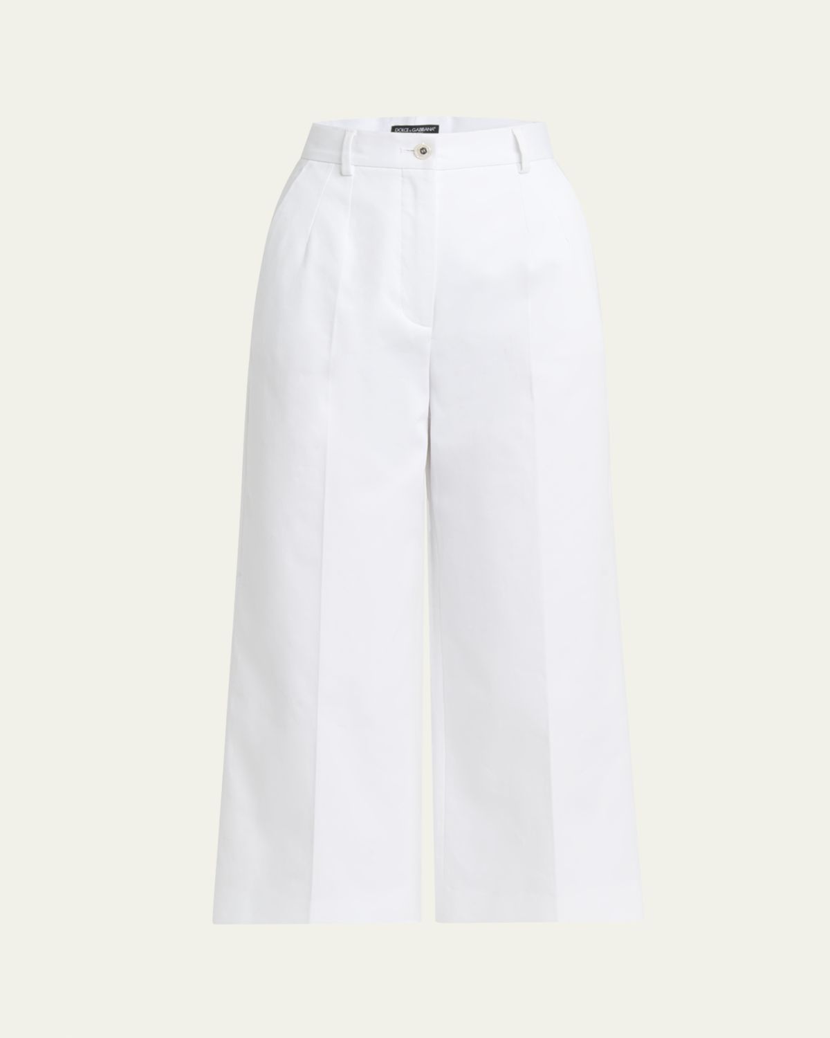 Dolce & Gabbana High-Rise Cotton Gabardine Wide-Leg Crop Pants