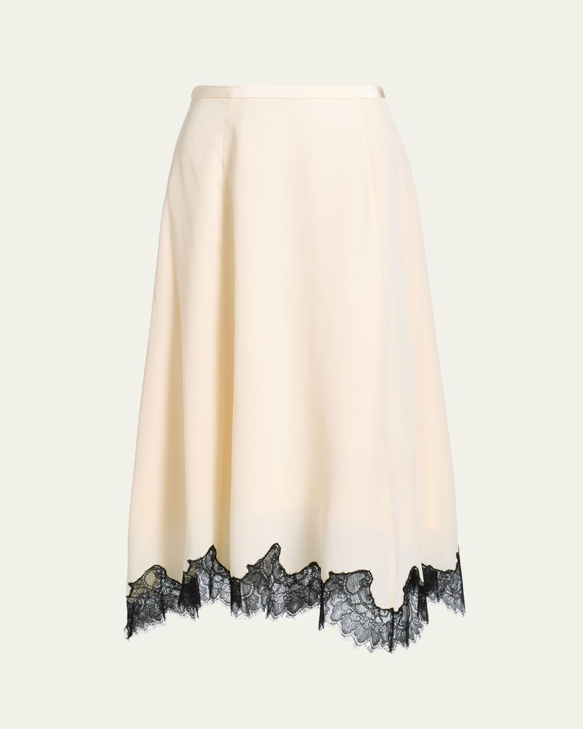 Ulla Johnson Rosine Lace-Trim Asymmetric Silk Skirt