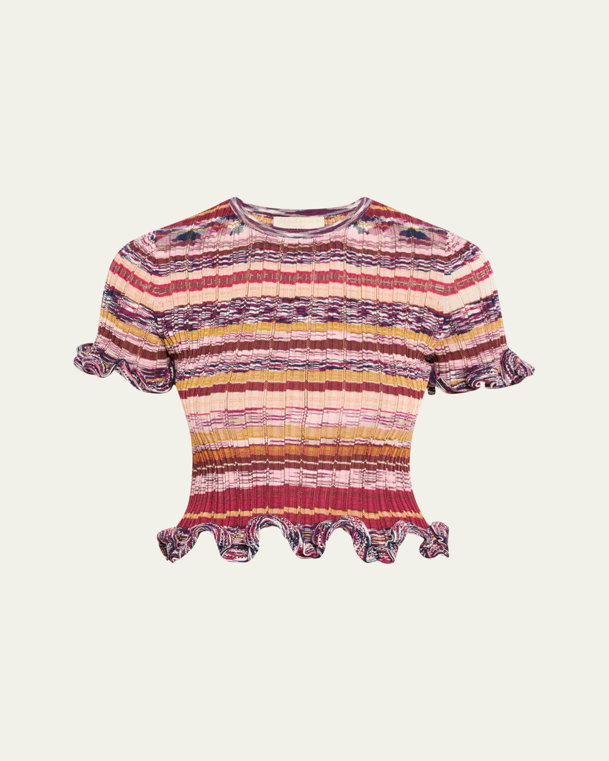 Ulla Johnson Miya Short-Sleeve Knit Ruffle Top