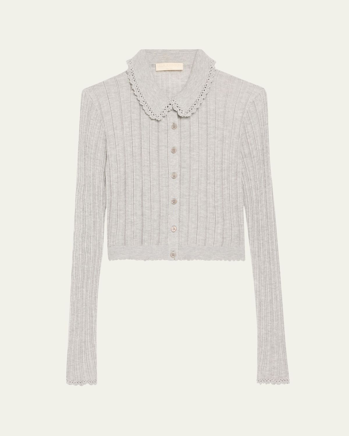 Ulla Johnson Lottie Collared Cropped Pointelle Knit Cardigan