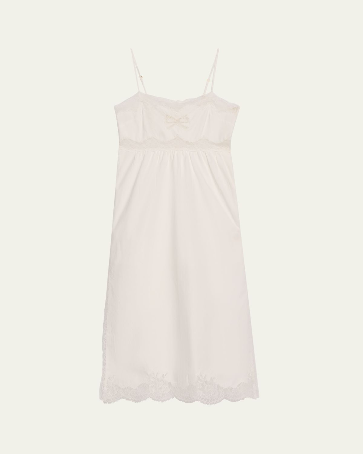 LoveShackFancy Vinca Lace-Trim Midi Dress