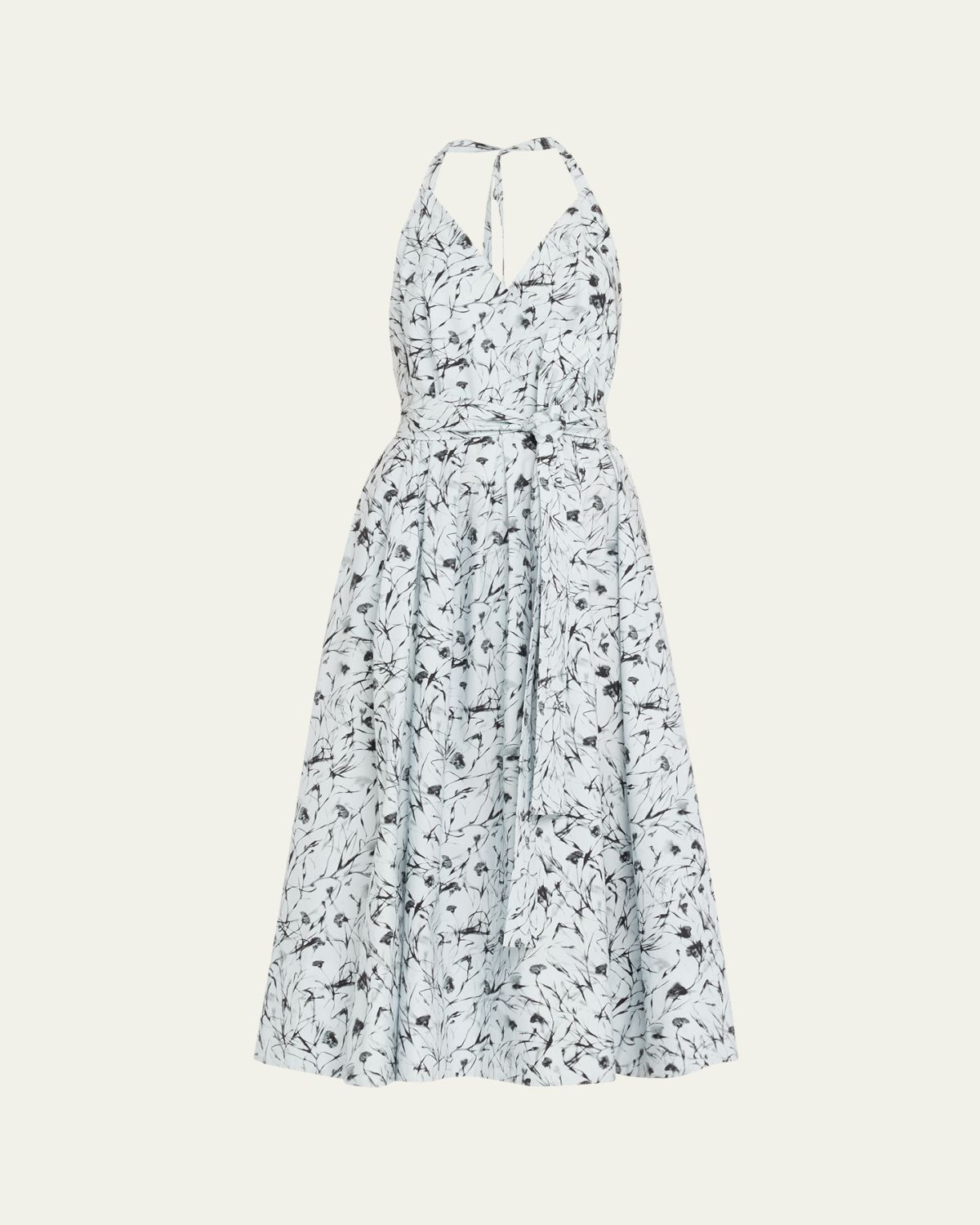 Proenza Schouler White Label Ellison Printed Poplin Halter Dress