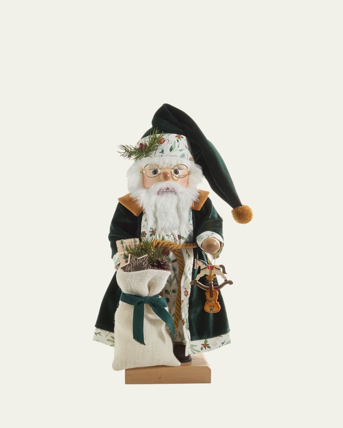 Ulbricht Santa Nutcracker in a Green Velvet Robe - Women's Home