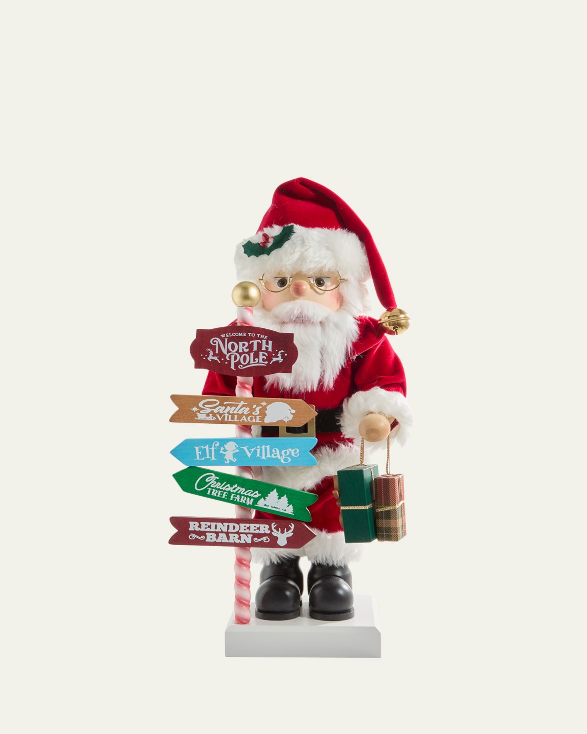 Ulbricht Santa Nutcracker with North Pole Signpost