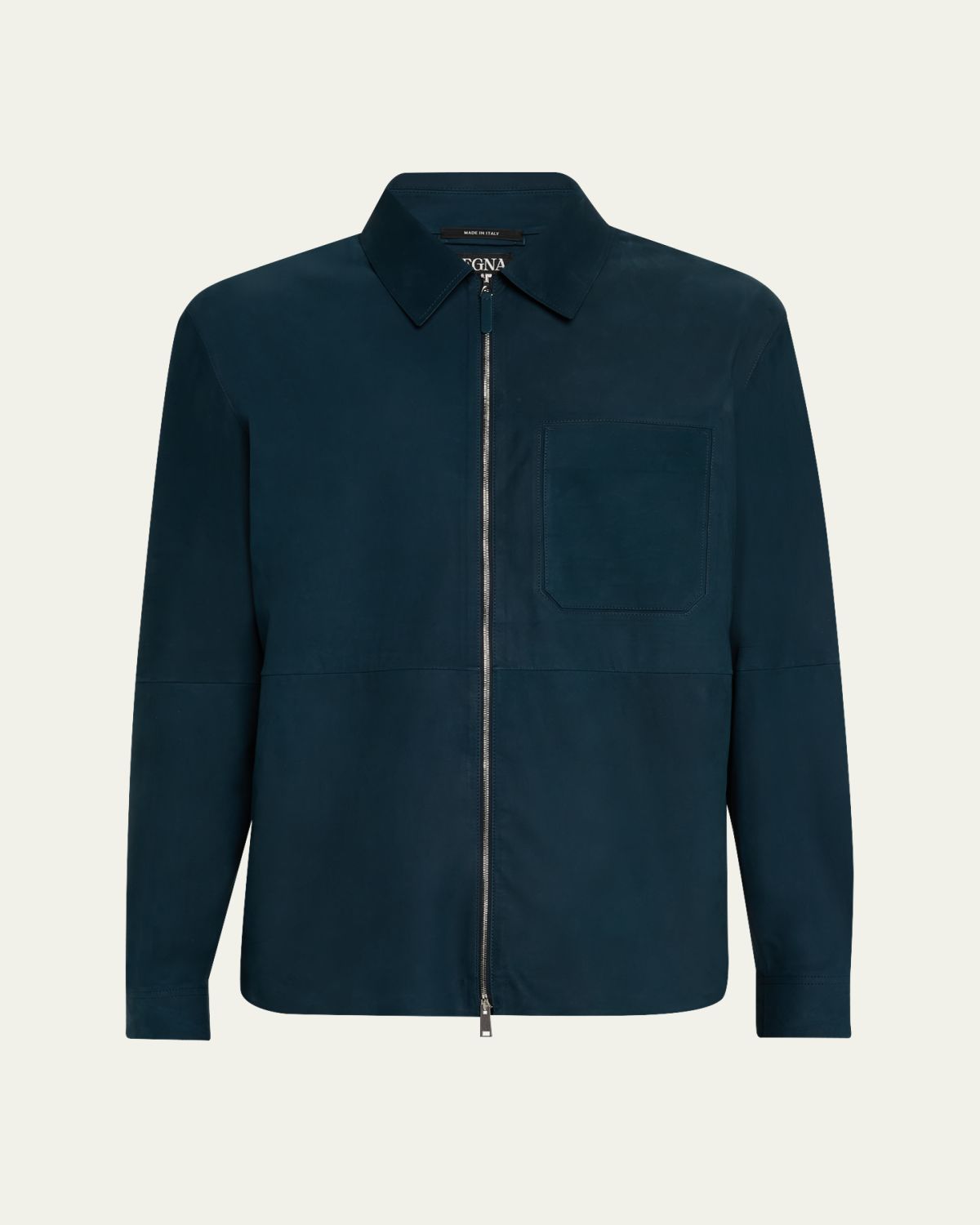 ZEGNA Men's SECONDSKIN Leather Full-Zip Overshirt