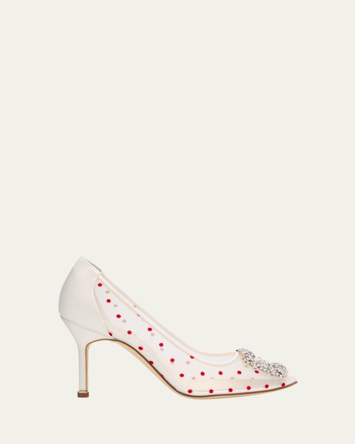 Manolo Blahnik Hangisi Polka-Dot Mesh Pumps