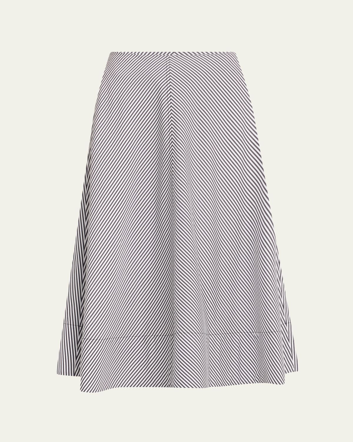 Brandon Maxwell Knox Striped Low-Slung Midi Circle Skirt