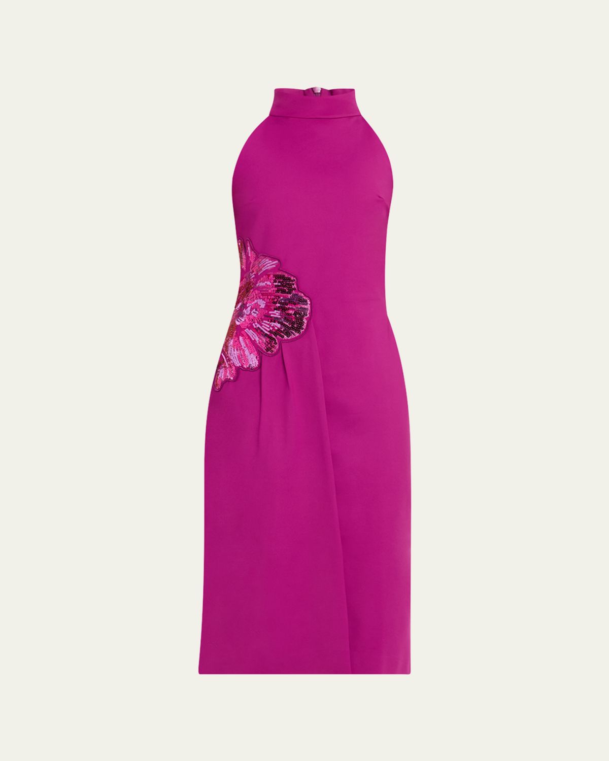 Chiara Boni La Petite Robe Sequin Floral Applique Halter Midi Dress