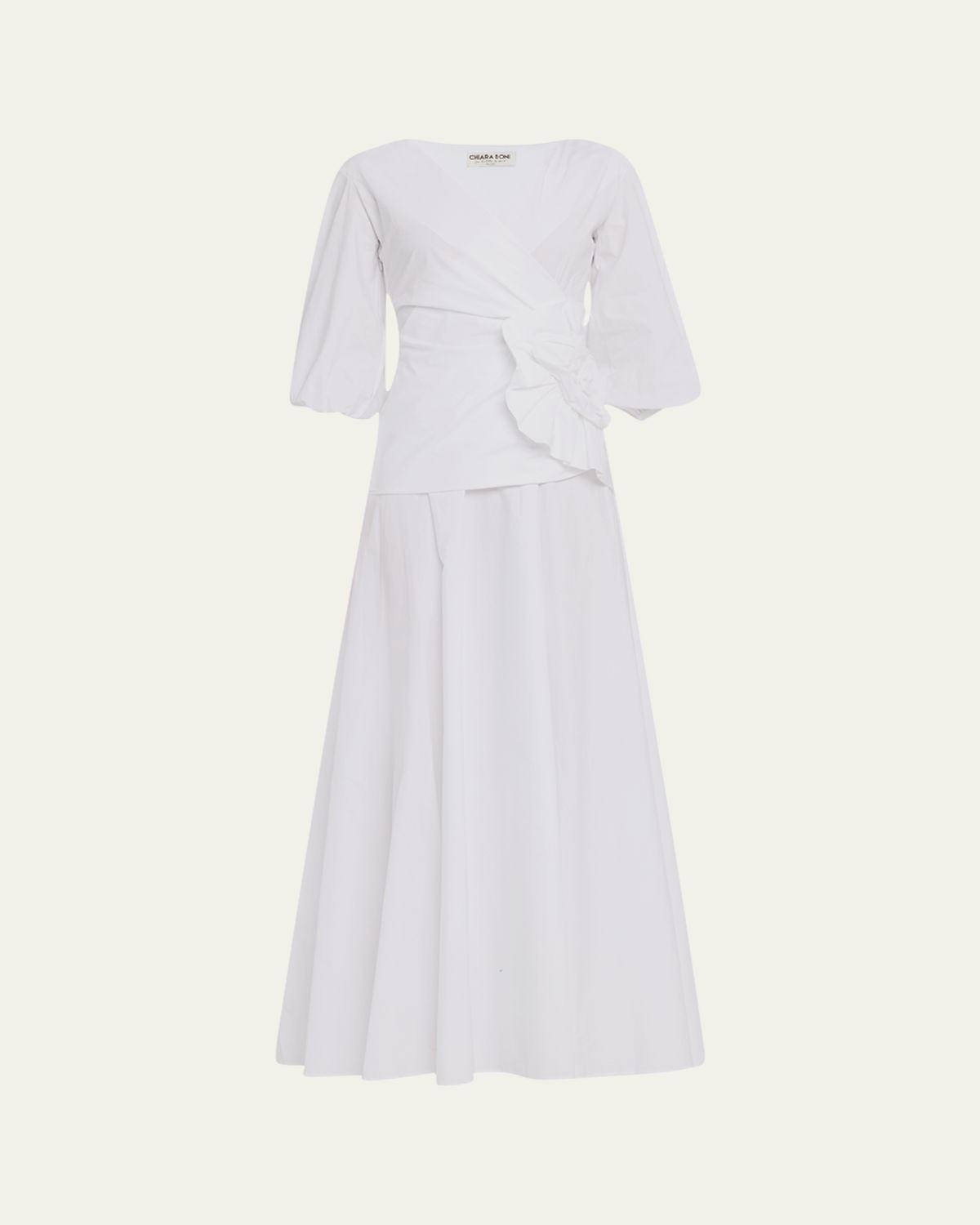 Chiara Boni La Petite Robe Flower-Embellished Stretch Cotton Maxi Dress