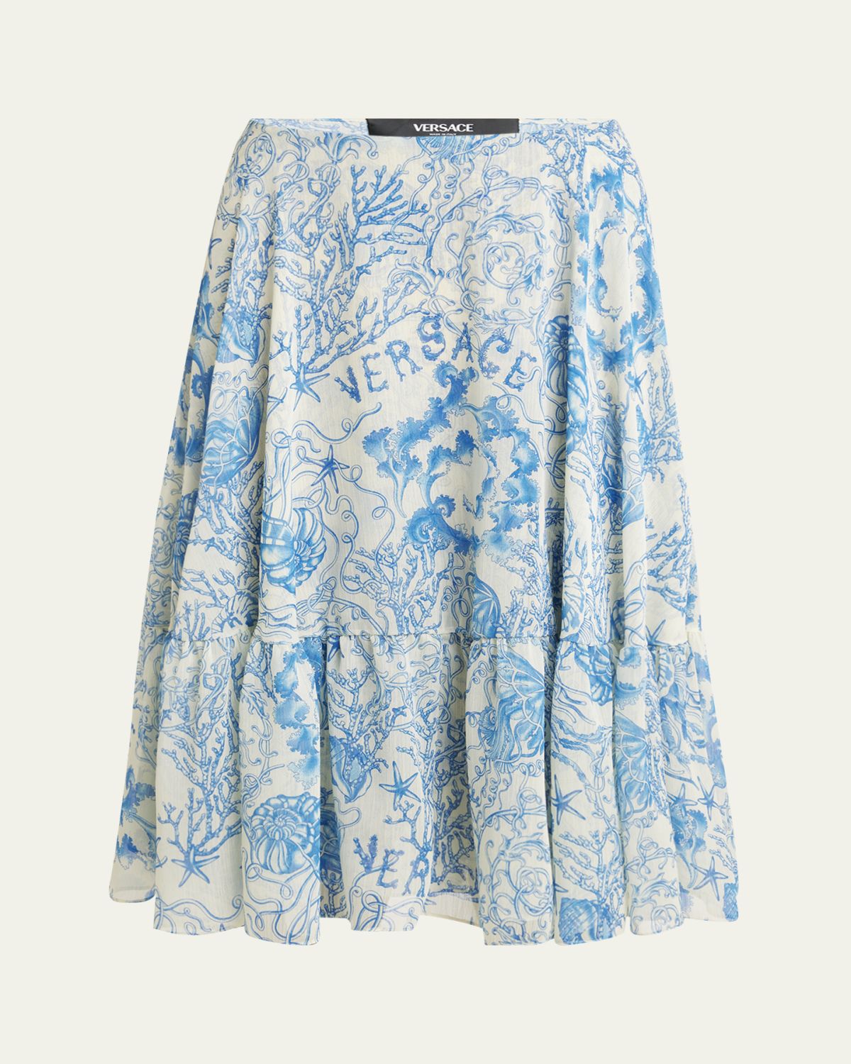 Versace Underwater Barocco Foulard Bicolor Crinkle Skirt