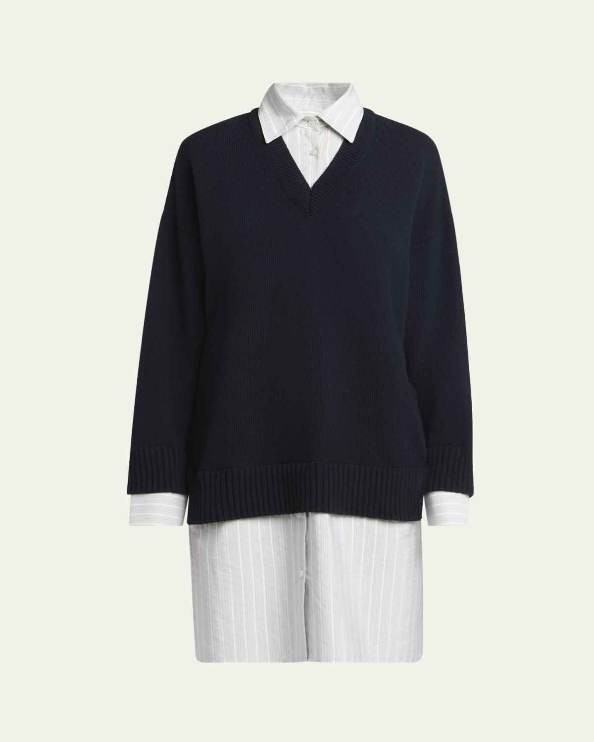 Stella McCartney Stripe Layered Sweater Wool Shirt Dress