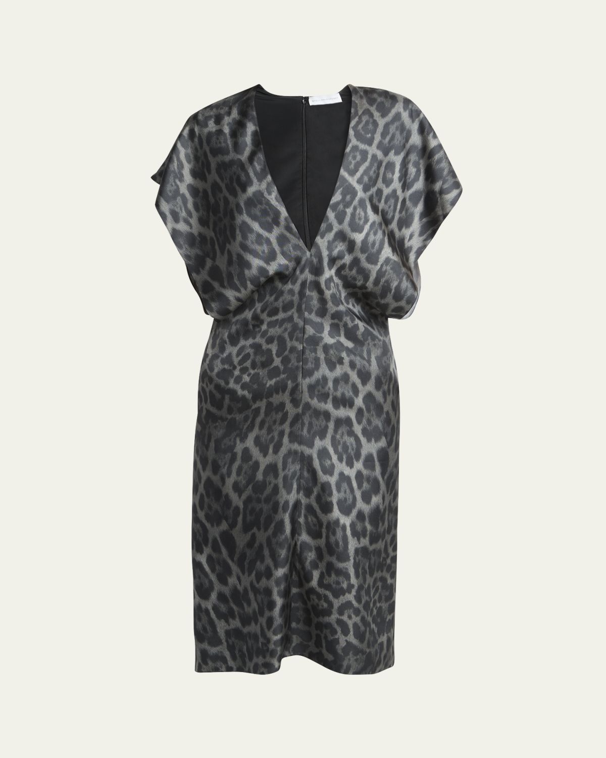Stella McCartney Leopard Print V-Neck Silk Dress